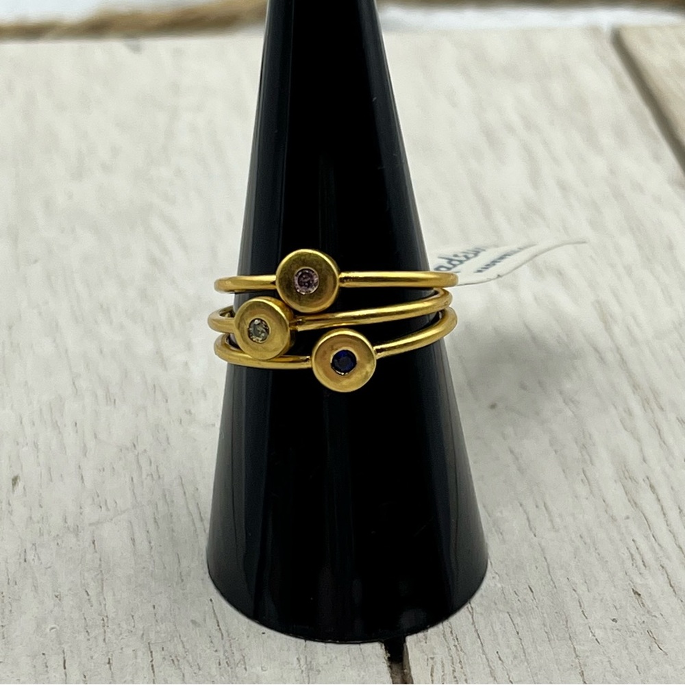 Madewell Gold stacking Rings with Gem Details size 8